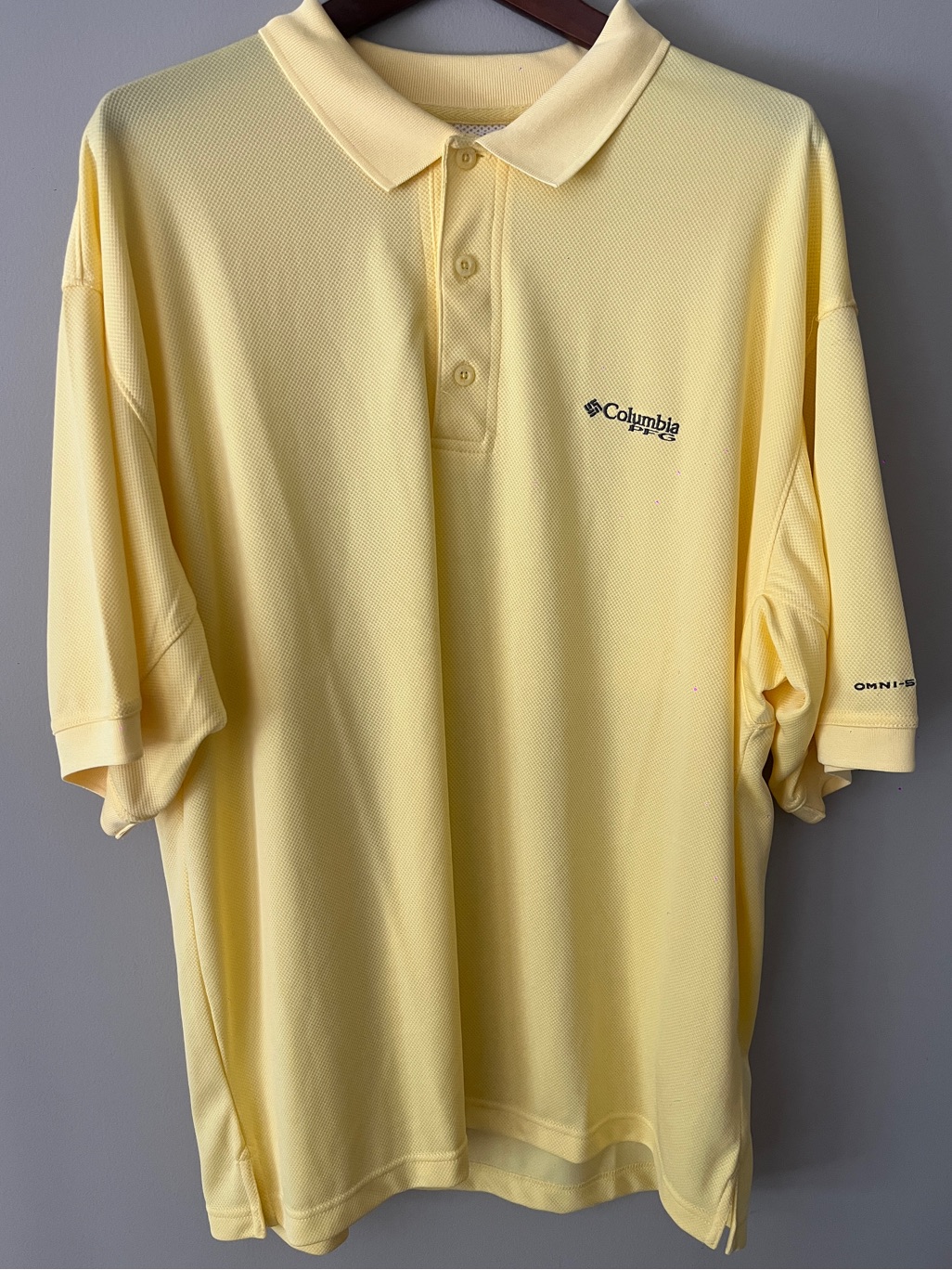 Columbia Light Yellow Mens Polo Shirt
